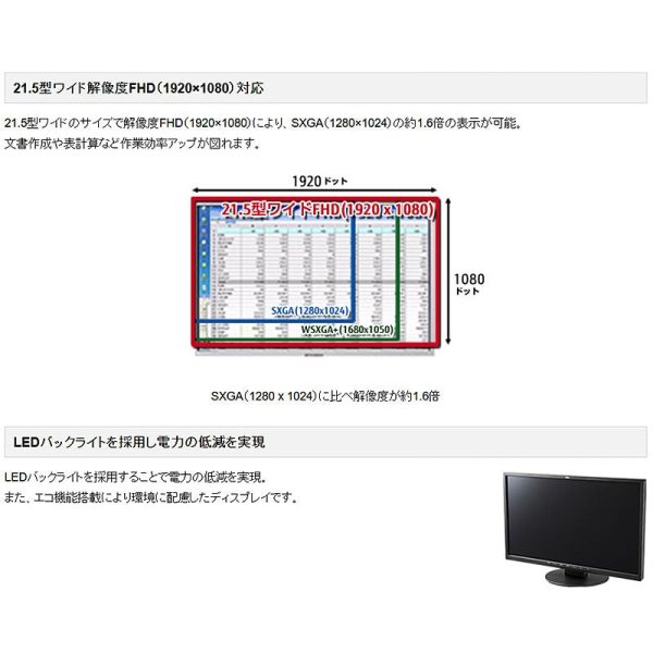 液晶モニター 富士通 21.5インチ VL-E22-8TA フルHD 1920x1080 LEDバックライト IPSパネル リファビッシュ アナログ DisplayPort HDMI 入力 Online Hot Sale